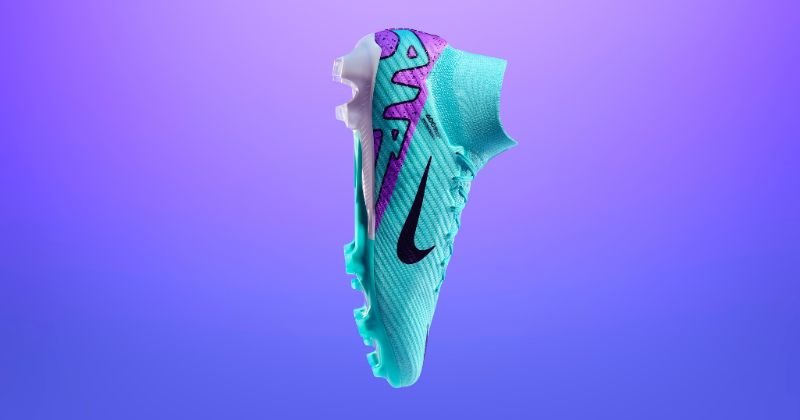nike mercurial superfly 9 football boot peak ready pack side view in light blue